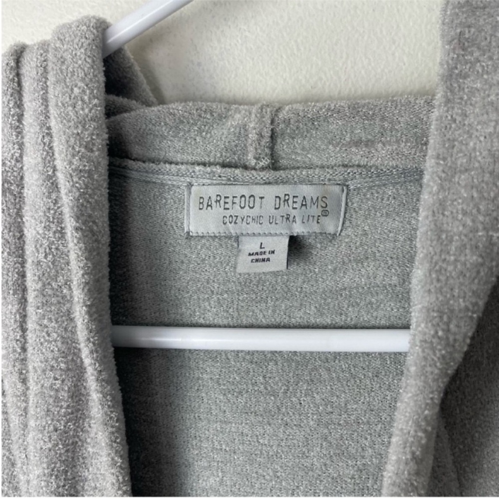 BAREFOOT DREAMS Cozy Chic Ultra Lite Hooded Cardi Dove Grey Women’s Large - Picture 5 of 7